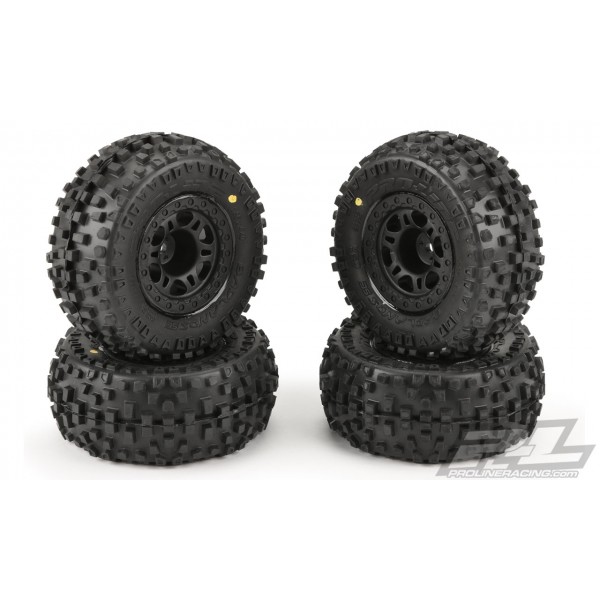 Pro-Line Badlands SC 2.2"/3.0" M2 Tires Mounted on Split Six Black Wheels (4)