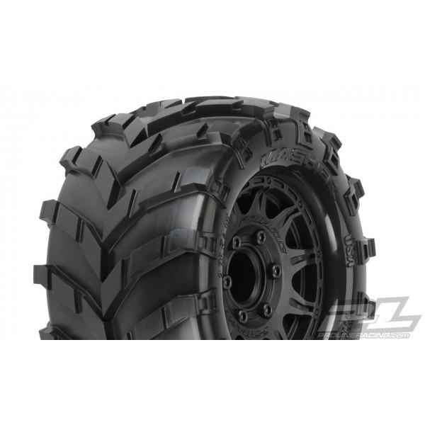 Pro-Line Masher 2.8" All Terrain Tires Mounted on Raid Black 6x30 Removable Hex Wheels (2)