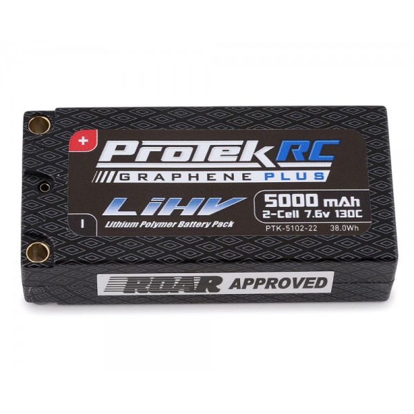 ProTek RC 2S 7.6V 5000mAh 130C Low IR Si-Graphene+ HV Shorty Lipo Battery, 5mm