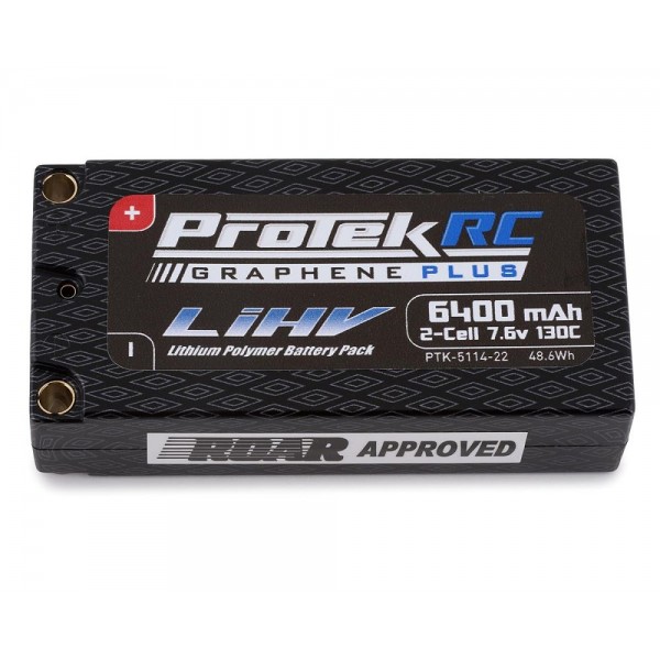 ProTek RC 2S 7.6V 6400mAh 130C Low IR Si-Graphene + HV Shorty Lipo Battery, 5mm