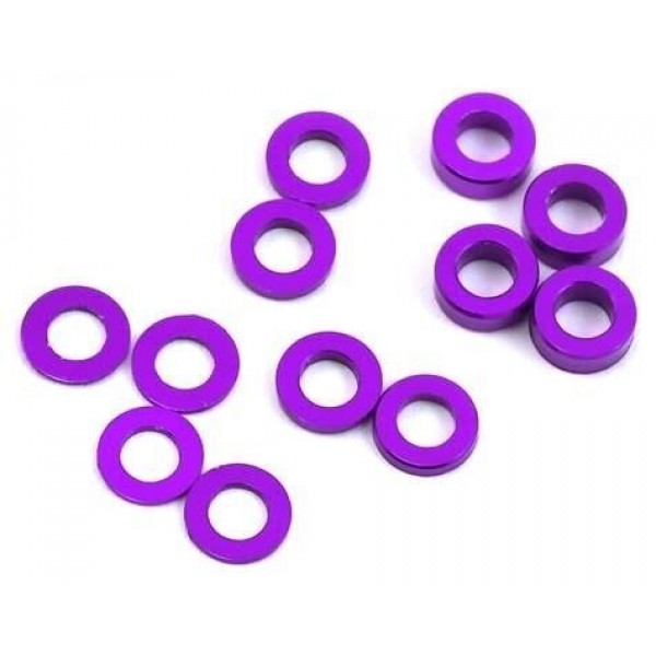 ProTek RC Aluminum Ball Stud Washer Set (Blue) (12) (0.5mm, 1.0mm & 2.0mm)
