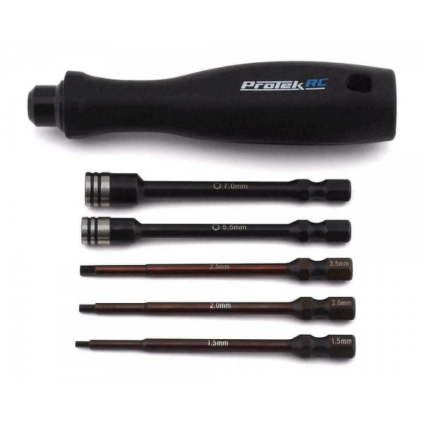 ProTek RC "TruTorque" 5-Piece 1/4" Drive Hex & Nut Driver Set (1.5, 2.0, 2.5mm Hex & 5.5, 7mm Nut Driver)