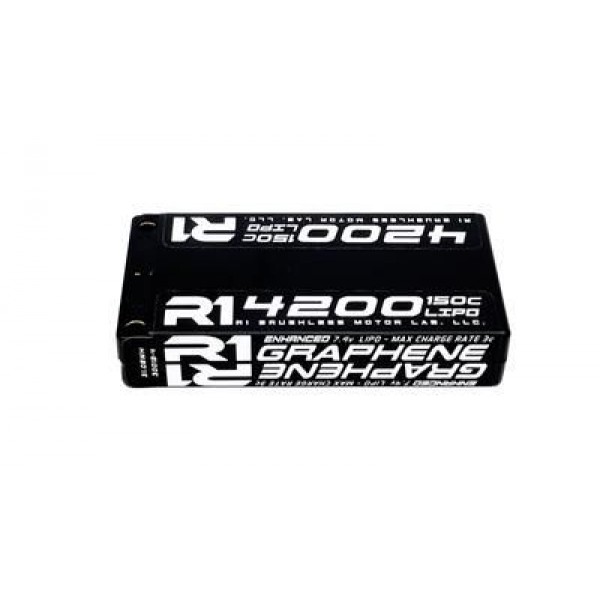 R1 Wurks R1 4200mah 150C 7.4V 2S LIPO Enhanced Graphene Low Profile Shorty Battery