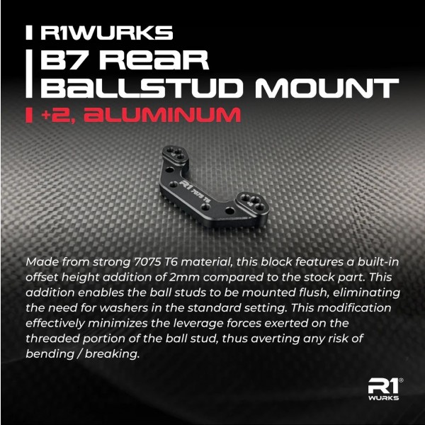 R1 Wurks B7 Rear Aluminum Ballstud Mount, 2mm