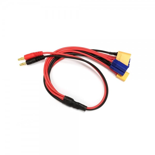 Racer's Edge 4-Function Charge Adapter to Male 4mm Bullets (XT60, XT90, EC3, EC5)