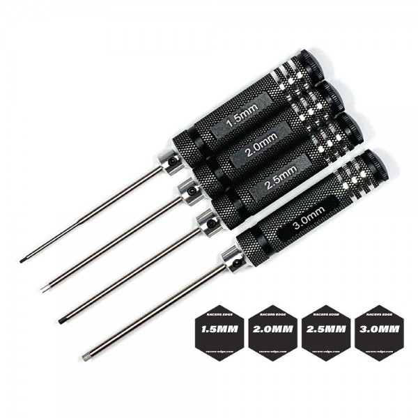 Racer's Edge Metric High Speed Steel Hex Driver Set w/ Black Handles (4pc)