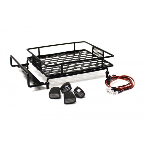 Racer's Edge 1/10 Scaler Metal Grid Roof Rack with Oval Lights (Black)