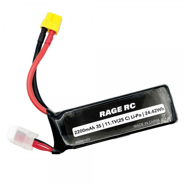 Rage 11.1V 3S 2200mAh Lipo with XT60 Connector; Black Marlin EX Brushless