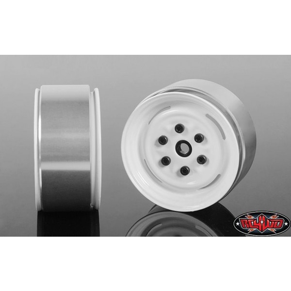 RC4WD Vintage Yota 6 Lug Stamped Steel 1.55" Beadlock White Wheels (4)