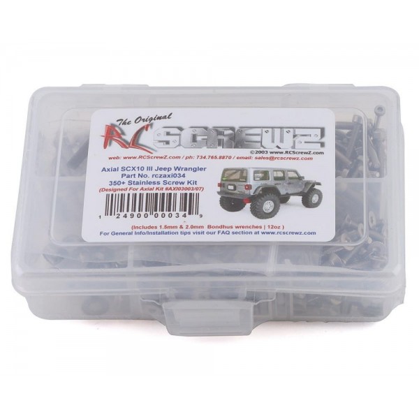 RC Screwz Axial SCX10 III Stainless Steel Screw Kit