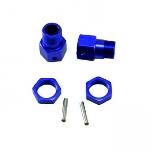 Redcat Racing Aluminum 23mm Wheel Hexes with Nuts, Blue (2)