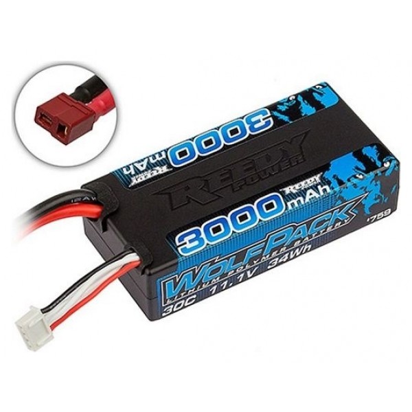 Reedy Wolfpack LiPo 3000mAh 30C 11.1V Shorty Battery with T-plug Connector
