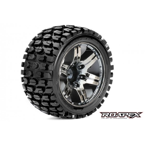 Roapex Tracker Mounted 1/10 Stadium Truck Tires, 0 Offset, 12mm Hex (2)