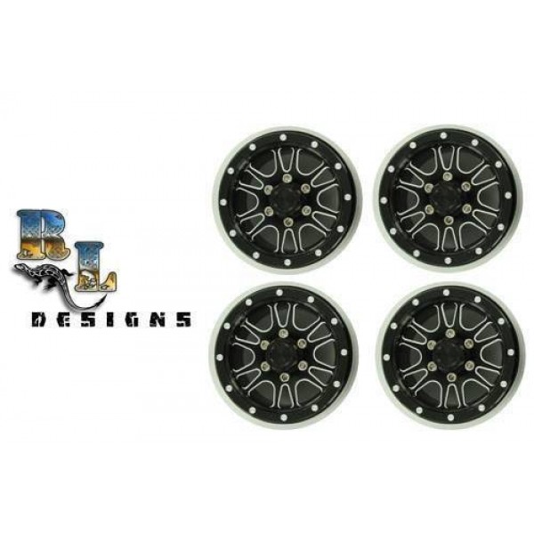 Rock Lizard Designs Billet Machined 1.9 Size Alloy 10Q Beadlock Wheel (4) Black