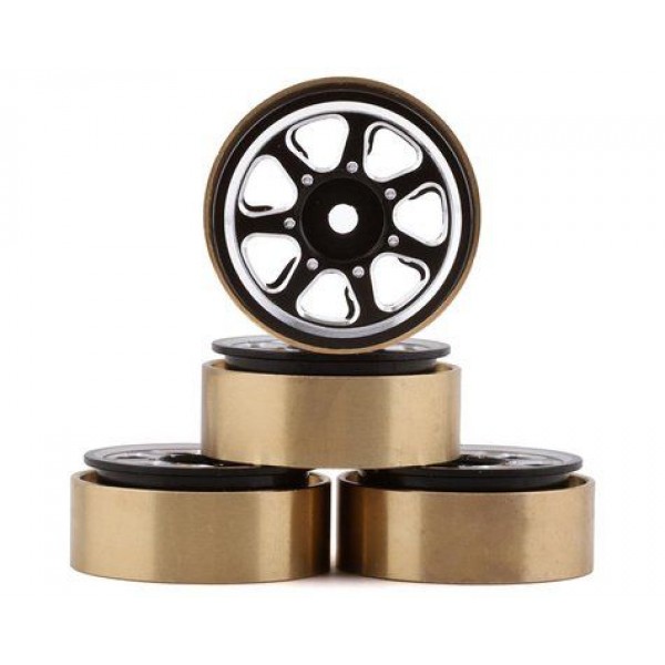 Samix SCX24 Aluminum & Brass 1.0" Beadlock Wheels, Black (4)