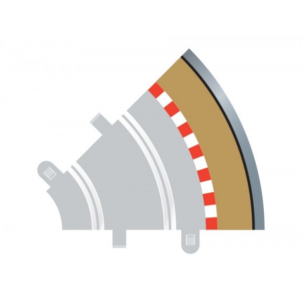 Scalextric Tan Barriers, Radius 1 Curve Outer Borders, 45 degree (4)