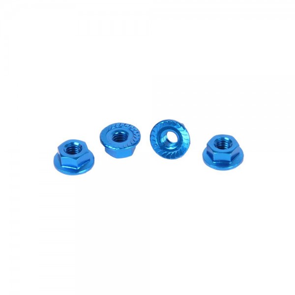 Schumacher Racing Serrated Alloy M4 Nuts; Blue (4)
