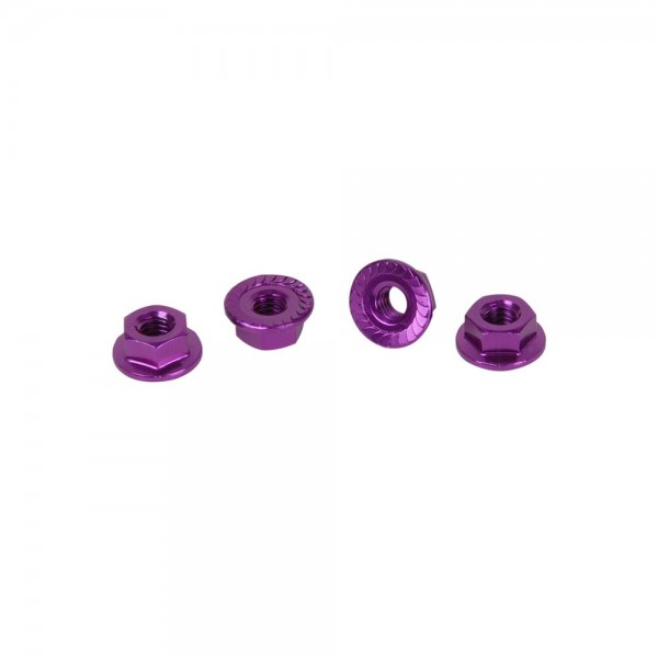 Schumacher Racing Core RC Serrated Alloy M4 Nuts; Violet (4)
