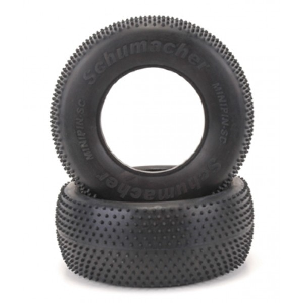 Schumacher SC Mini Pin Tires, Yellow (soft) (Astro/Carpet).(2)