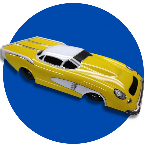 Shark RC Bodies Chaos Drag Body 0.040" with Wing, Decal, and Nylon Screw Set
