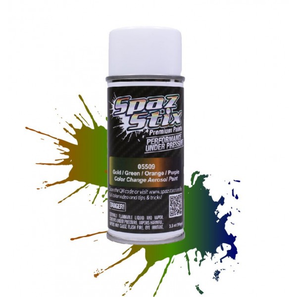 Spaz Stix Color Change Aerosol Paint, Gold/Green/Orange/Purple, 3.5oz Can