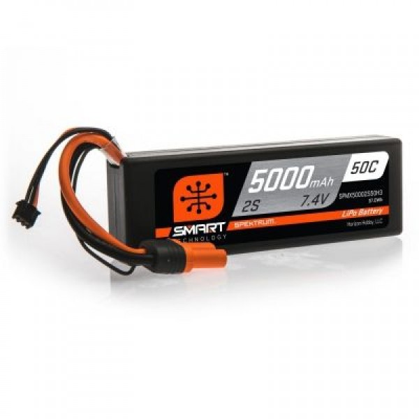 Spektrum 5000mAh 2S 7.4V 50C Smart LiPo Hardcase Batter with IC3 Connector