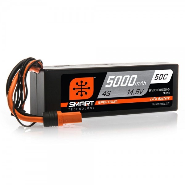 Spektrum 14.8V 5000mAh 4S 50C Smart LiPo Hardcase with IC5 Connector