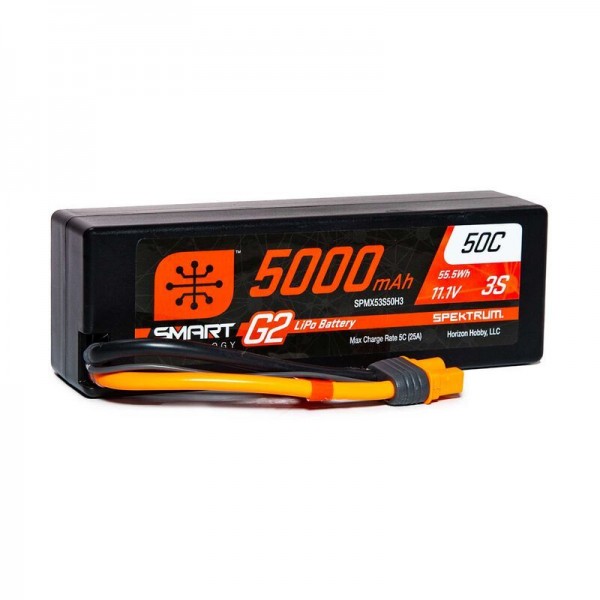 Spektrum 5000mAh 3S 11.1V Smart G2 LiPo 50C Hard Case; IC3