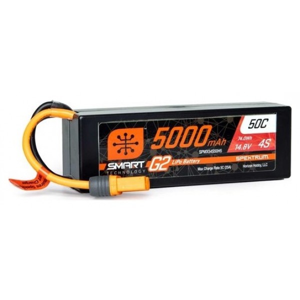 Spektrum 14.8V 5000mAh 4S 50C Smart Lipo G2 Hard Case with IC5 Connector