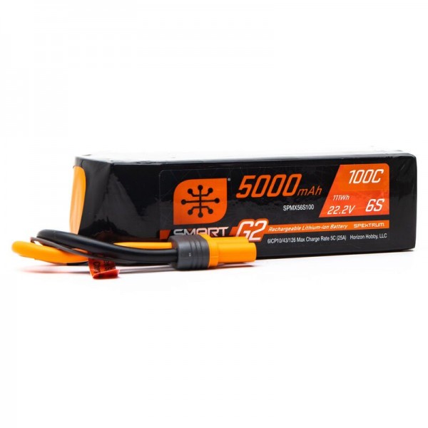 Spektrum 5000mAh 6S 22.2V 100C Smart G2 Lipo Battery with IC5 Connector