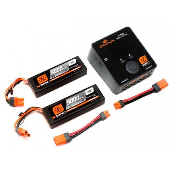 Spektrum Smart PowerStage Bundle (5000mAh 7.4V 50C Lipo/ Smart Charger, 2x100W)