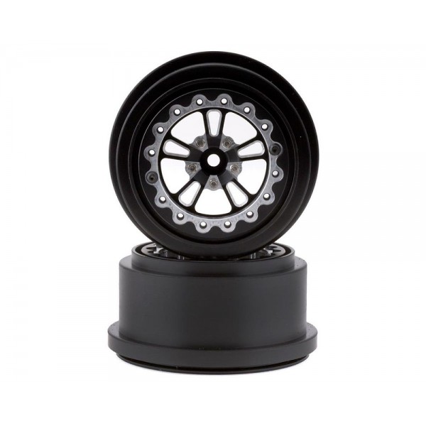 Ssdrc Aluminum V Spoke Rear 2.2/3.0” Drag Racing Beadlock Wheels, Black (2)