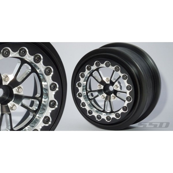 SSD RC V Spoke Lightweight Aluminum Drag Racing Beadlock Wheels (Black) (2) (2.2/3.0")
