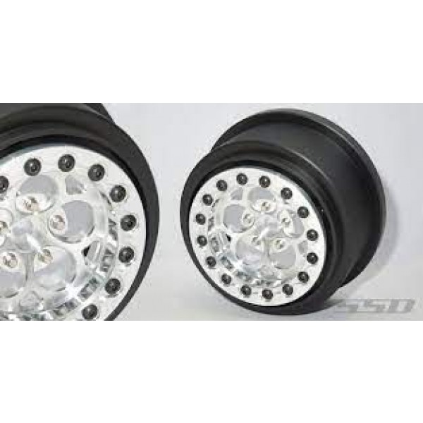SSD RC V Spoke Lightweight Aluminum Drag Racing Beadlock Wheels (Silver) (2) (2.2/3.0")