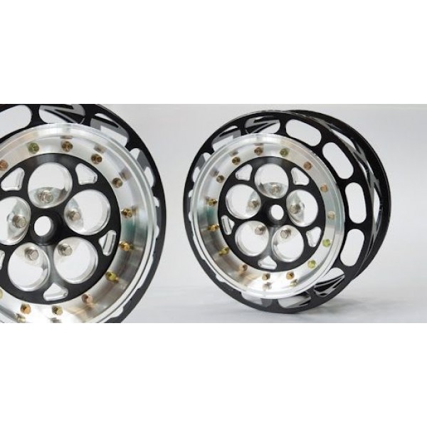 SSD RC 5 Hole One Piece Drag Rear Wheels (Black) (2)