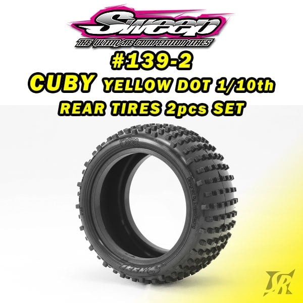 Sweep Racing Yellow Compound 2.2 4WD CUBY Front Buggy Turf Tires with Inserts (2)