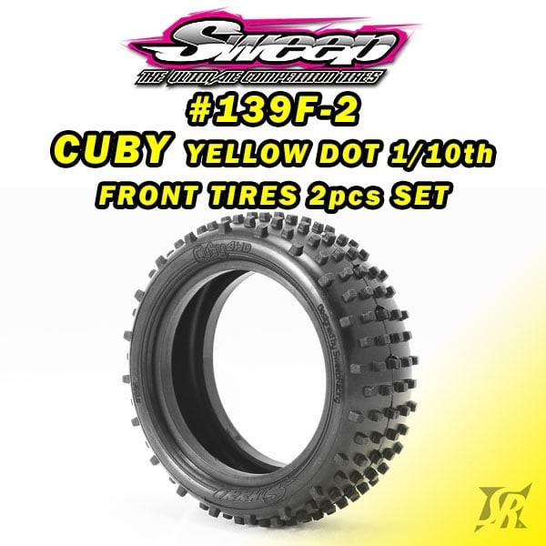 Sweep Racing Yellow Compound 2.2 4WD CUBY Front Buggy Turf Tires (2)
