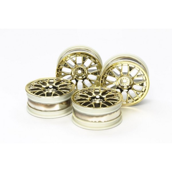 Tamiya Medium Narrow Mesh Wheels, gold plated (4)