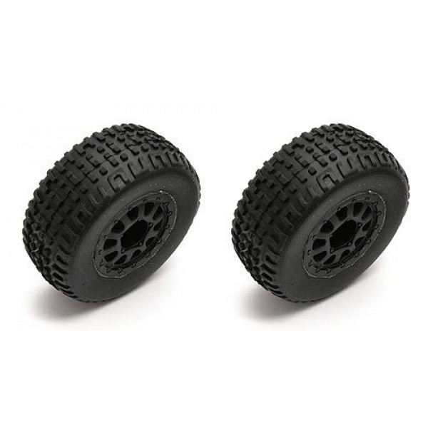 Team Associated SC18 Mounted Wheels and Tires, Black (2)