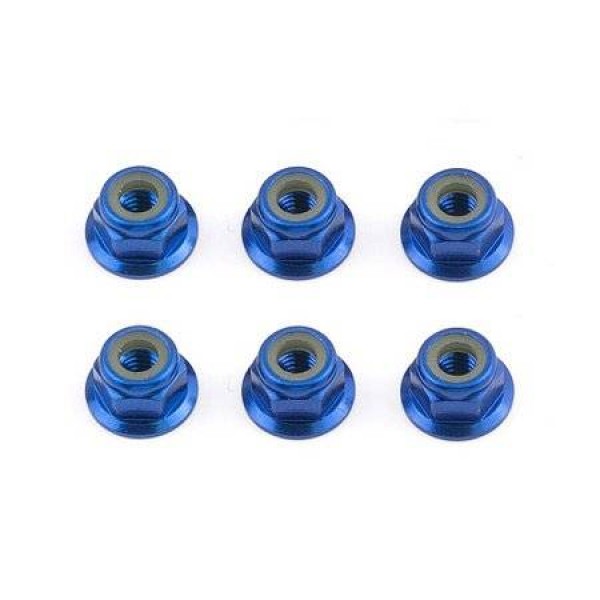 Team Associated Aluminum Factory Team Flanged Locknuts, 3mm, Blue (10)