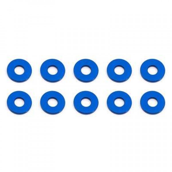 Team Associated Aluminum Bulkhead Washers, 7.8x1.0mm, Blue (10)
