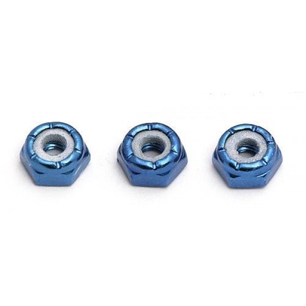 Team Associated Aluminum Locknuts, 8-32 Low Profile, Blue (3)