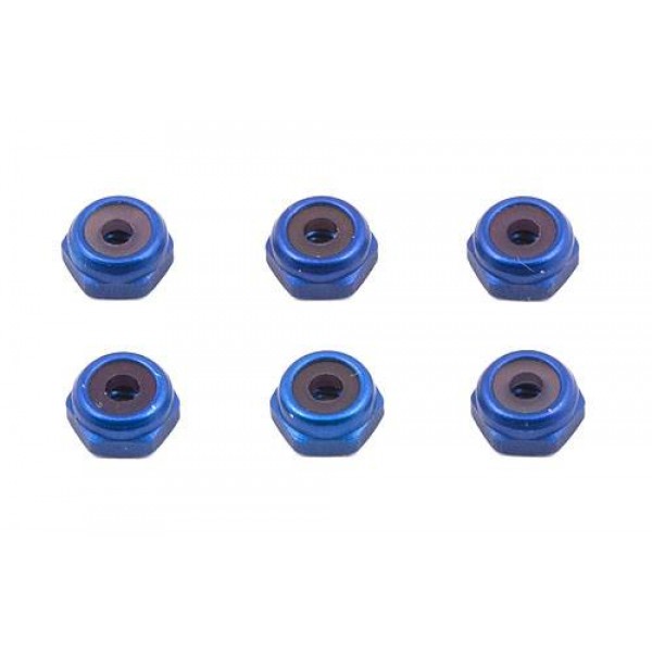 Team Associated Aluminum Factory Team Locknuts, 4-40, Blue (6)