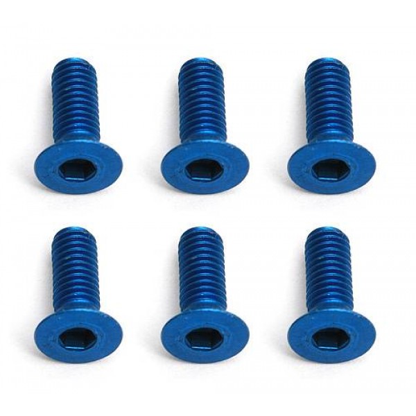 Team Associated Aluminum Factory Team Screws, M3x8mm (FHCS), Blue (6)