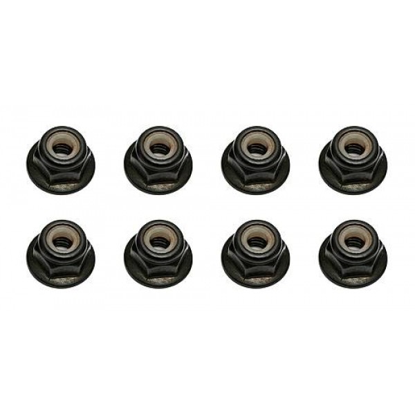 Team Associated Locknuts, M4, with flange and knurl (8)