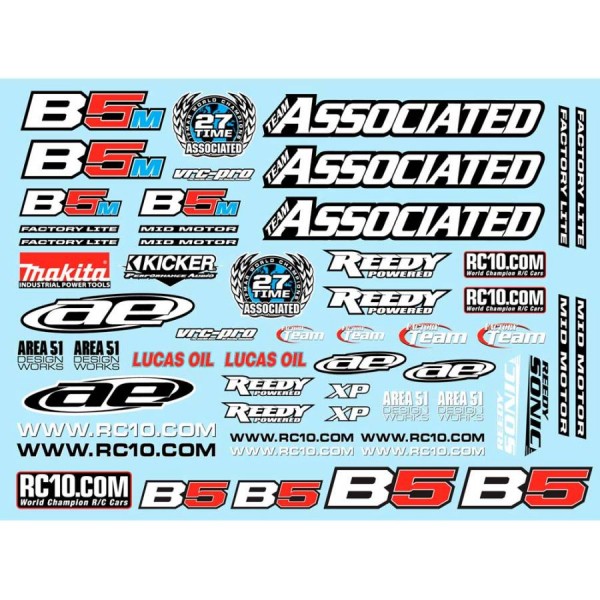 Team Associated RC10B5 Series Decal Sheet