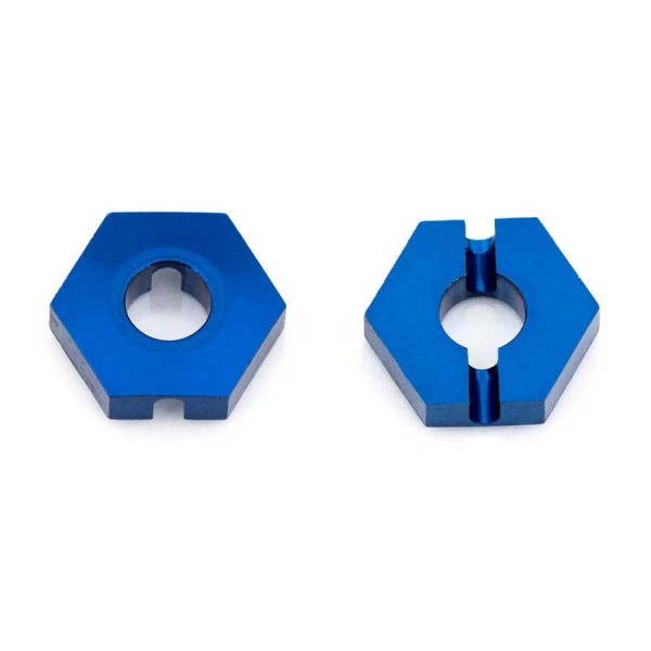 Team Associated Aluminum B64 Front Wheel Hexes, 12mm (3.5mm thick), Blue (2)