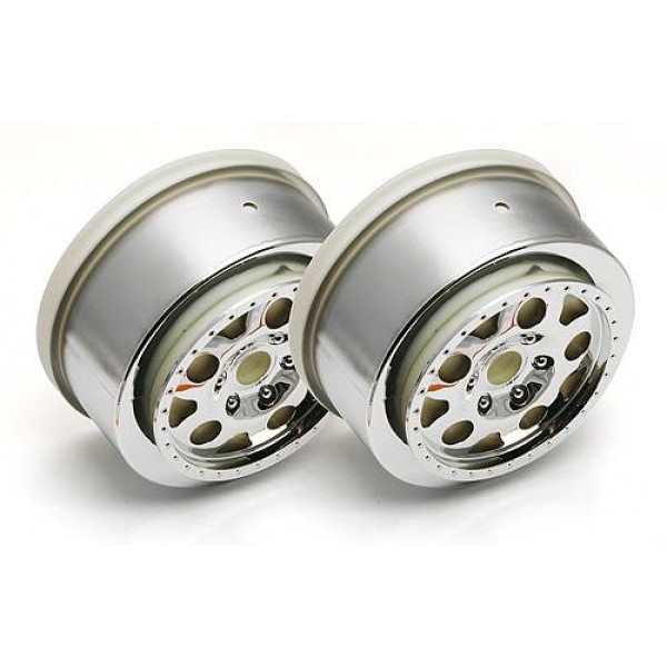 Team Associated SC10 KMC Wheels, Chrome, Front (non-hex) (2)