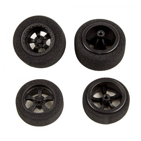 Team Associated DR28 Front or Rear Wheels and Tires, mounted, black