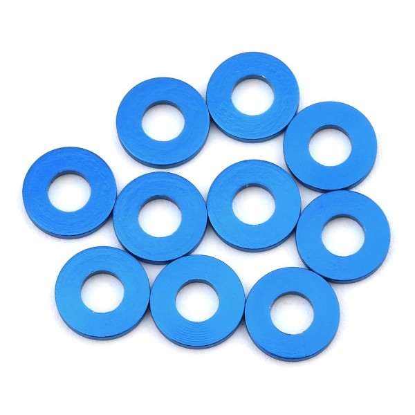 Team Associated Aluminum Hub Spacer Washers, 7.8x3.5x0.5mm, Blue (10)